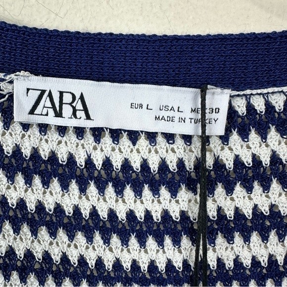 Zara Striped Knit Long Cardigan Sweater Dress Navy/White blogger’s favorite - Picture 5 of 7